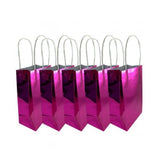 Load image into Gallery viewer, 5 Pack Metallic Pink Paper Party Bags - 21.5cm x 13cm x 8cm