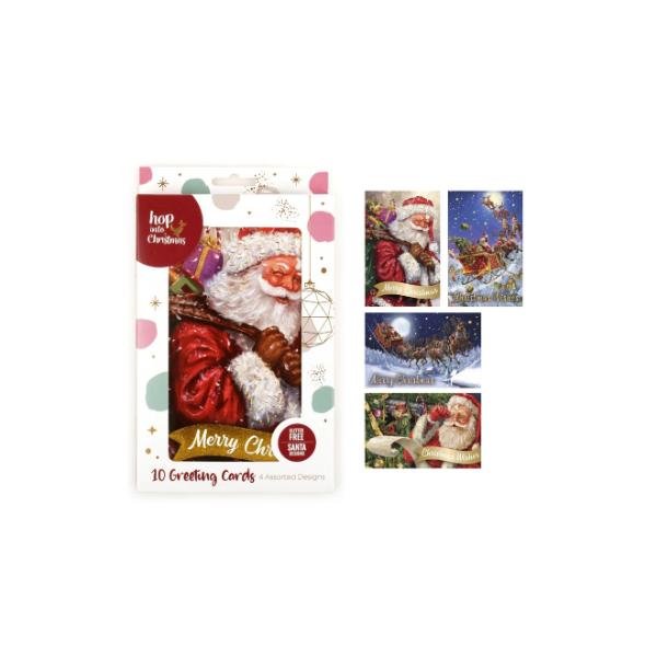 Christmas Santa Design With Metallic Highlights Greeting Cards - 1cm x 17.5cm