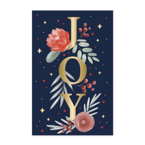 Christmas Botanical Design With Metallic Gold Text Greeting Cards - 1cm x 17.5cm