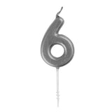 Load image into Gallery viewer, Mini Silver Numeral 6 Pick Candle - 8cm