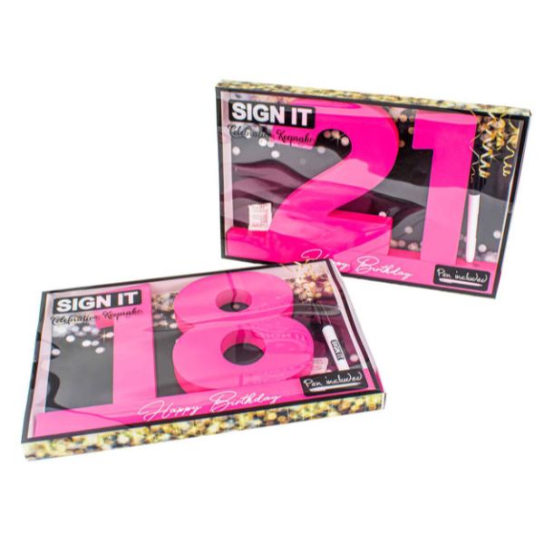 Pink 21 Happy Birthday Neon Signature Block