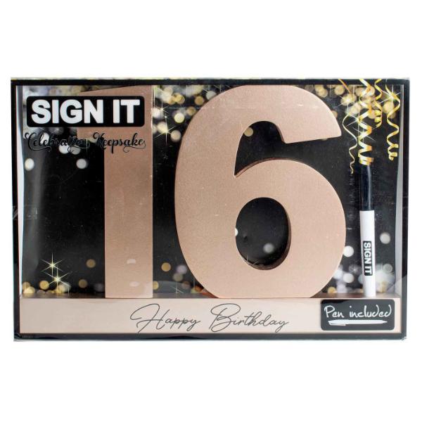 Rose Gold 16th Birthday Signature Block