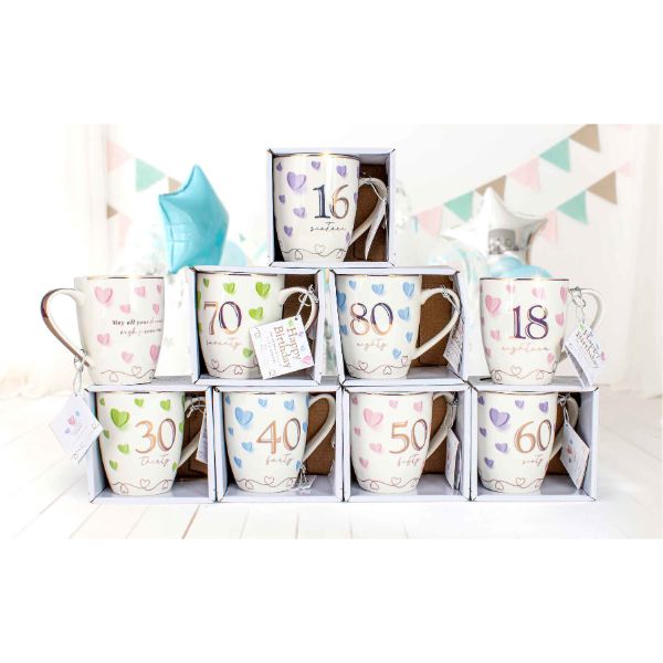 Sweet 70th Happy Birthday Heart Mug - 360ml