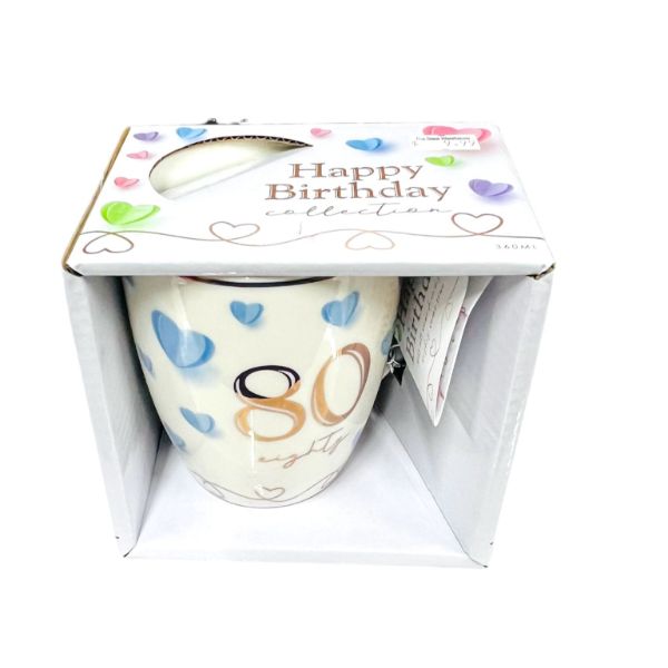 Sweet 80th Happy Birthday Heart Mug - 360ml