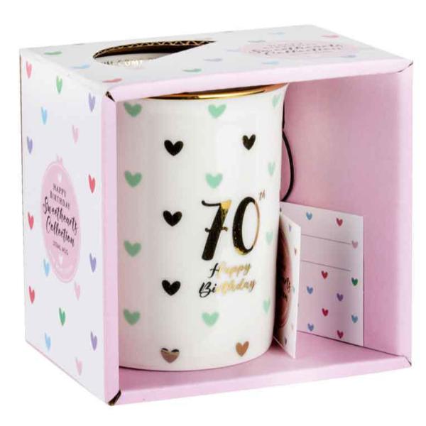 70th Sweet Heart Mug With Gold Handle - 360ml