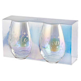 Load image into Gallery viewer, 2 Pack Bride & Groom Stemless Holographic Glass Set - 560ml