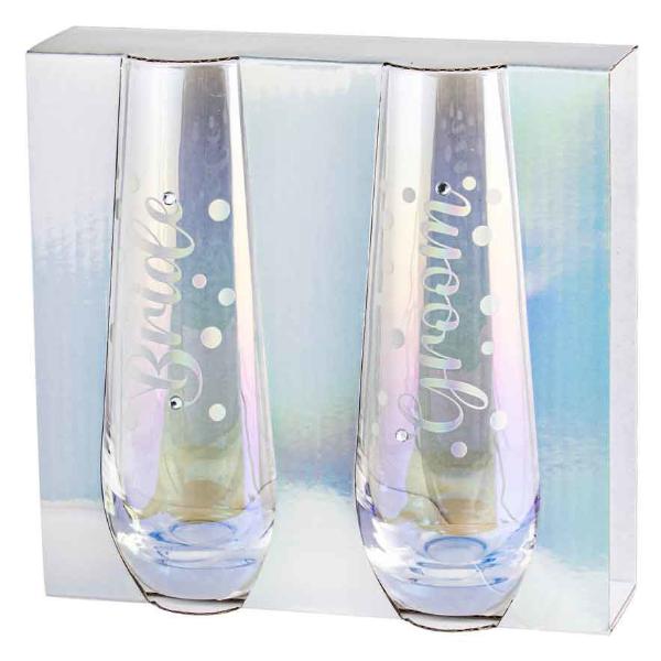 2 Pack Bride & Groom Stemless Glass Set - 280ml