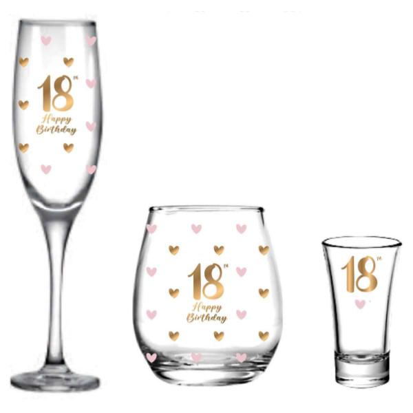 3 Pack 18th Birthday Glass Set