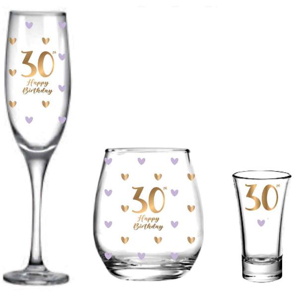 3 Pack 30th Birthday Glass Set