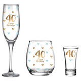 Load image into Gallery viewer, 3 Pack 40th Birthday Glass Set