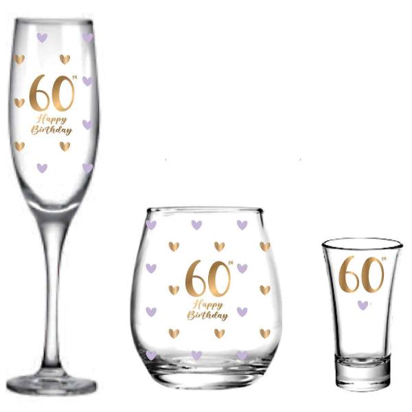 3 Pack 60th Birthday Glass Set