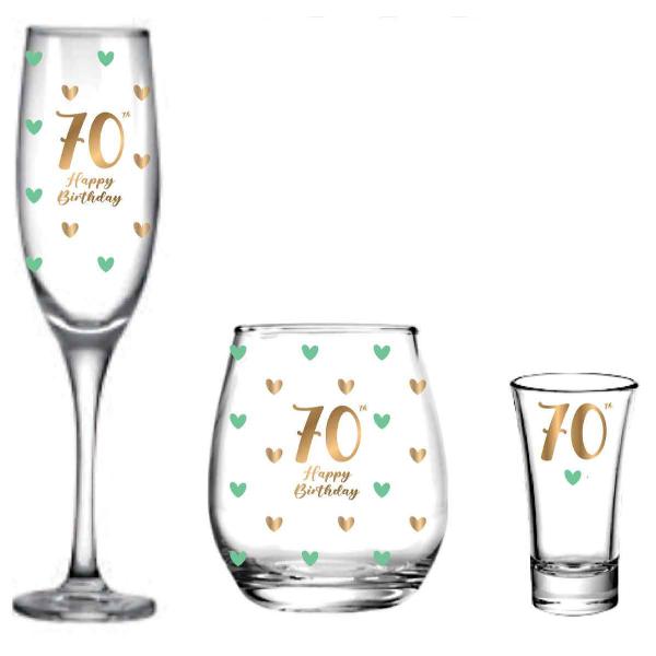 3 Pack 70th Birthday Glass Set