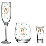 Load image into Gallery viewer, 3 Pack 70th Birthday Glass Set