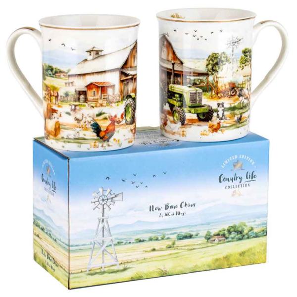 2 Pack Set Of 2 Country Life Mugs - 360ml