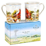 Load image into Gallery viewer, 2 Pack Red Truck Country Life Mugs - 360ml