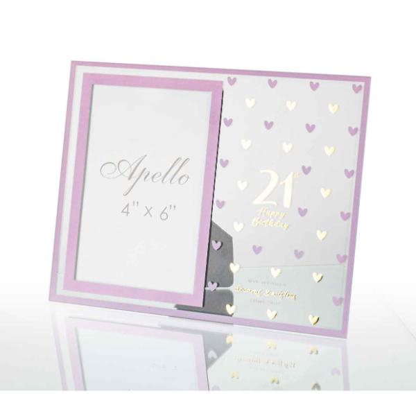 21st Sweet Hearts Glass Photo Frame - 18cm x 19cm