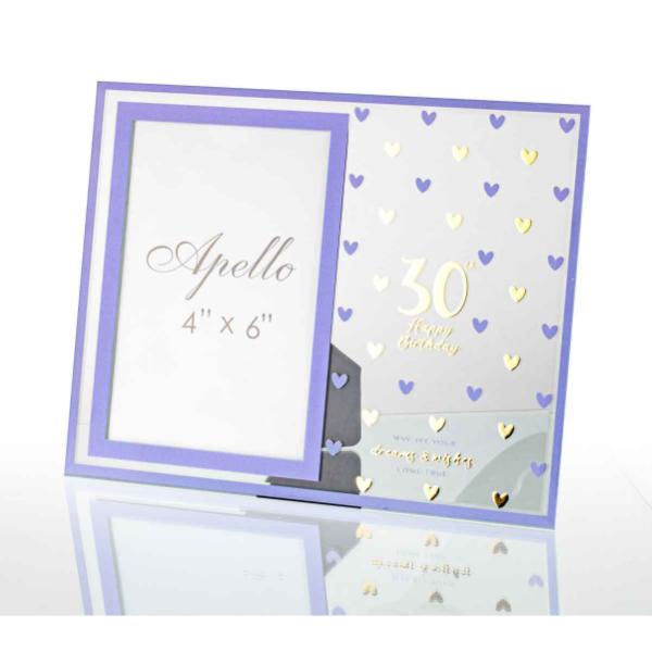 30th Sweet Hearts Glass Photo Frame - 18cm x 19cm
