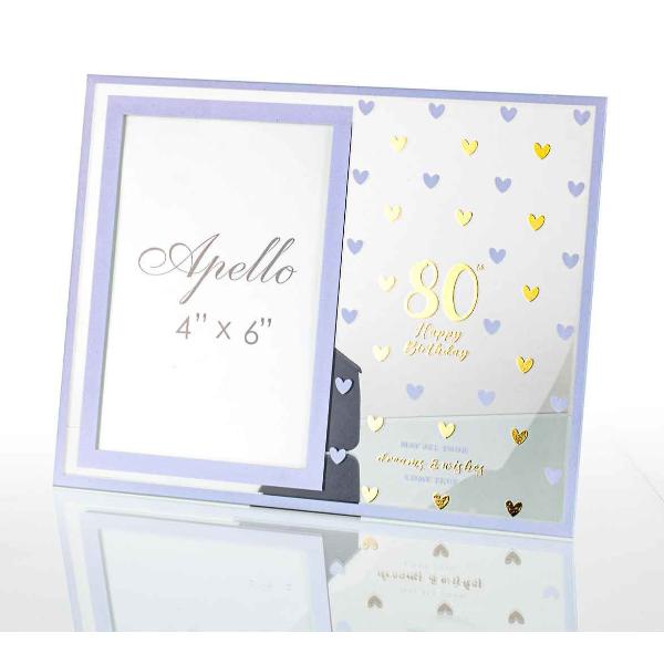 80th Sweet Hearts Glass Photo Frame - 18cm x 19cm