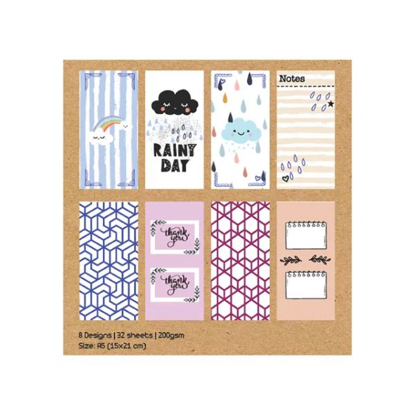 32 Sheets Printed Card Pad - 15cm x 21.5cm