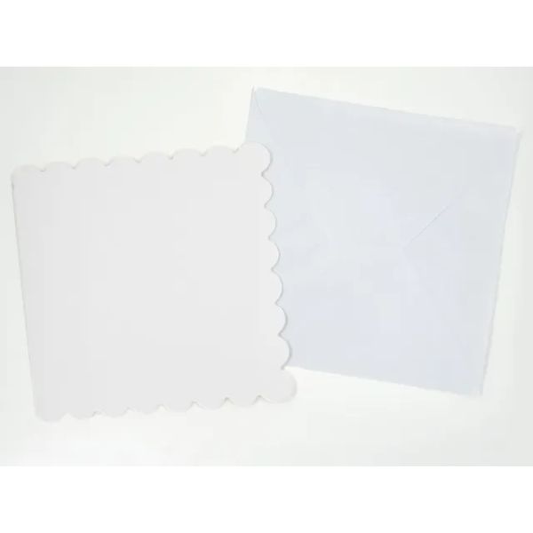 10 Pack DIY White Scalloped Edge Folded Cards - 15cm