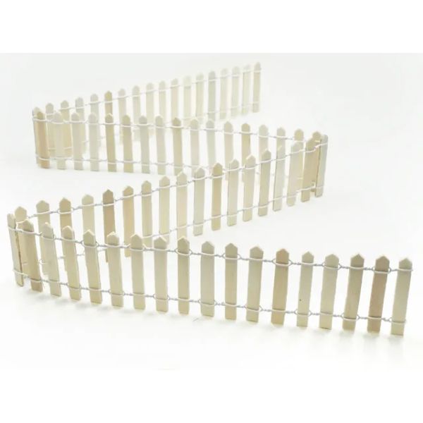 White & Natural Craft Wood Fence - 90cm x 5cm