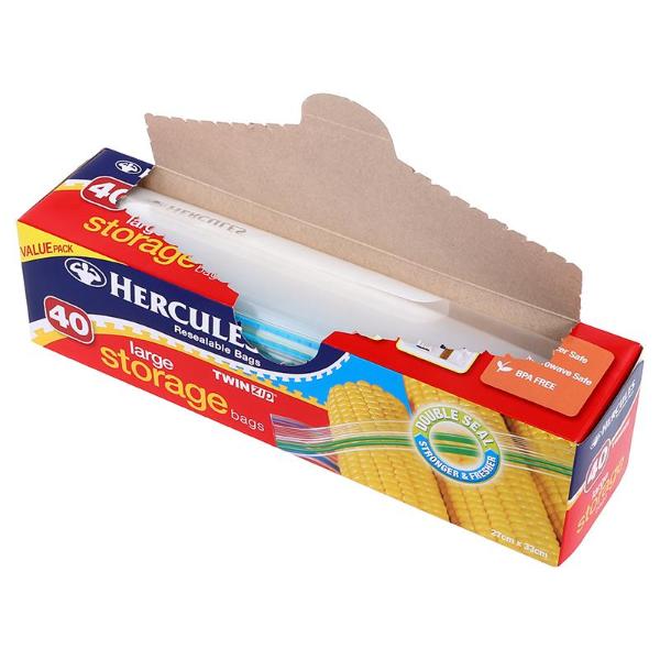 40 Pack Large Reusable Win Zip Hercules Storage Bags - 27cm x 33cm