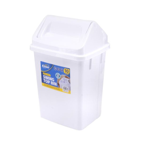 White Swing Top Bin 10L The Base Warehouse