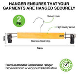Load image into Gallery viewer, 2 Pack Wooden Coat Hanger With Clips