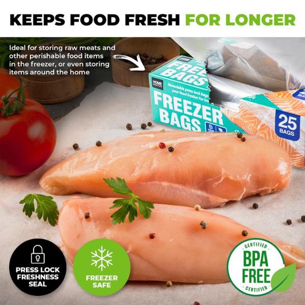 25 Pack Freezer Bags - 17.8cm x 20.3cm