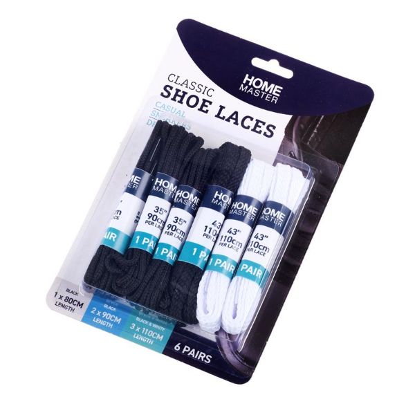 6 Pack Black & White Shoe Laces
