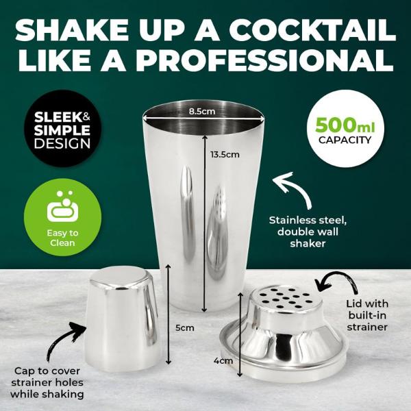 Cocktail Shaker - Stainless Steel - 500ml