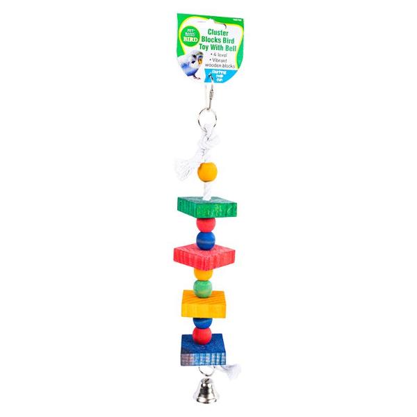 Bird Toy 4 Level Cluster Blocks With Bell 30cm