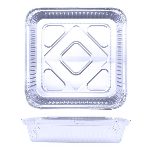 10 Pack Foil Baking Trays With Lids - 23cm x 23cm x 5cm