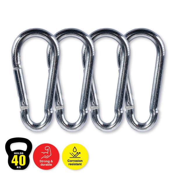 4 Pack Multipurpose Heavy Duty Carabiner Hook Clip - 10cm