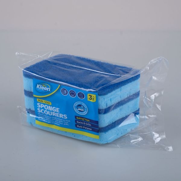 3 Pack Sponge With Top Scourer - 11.5cm x 7cm x 2.5cm
