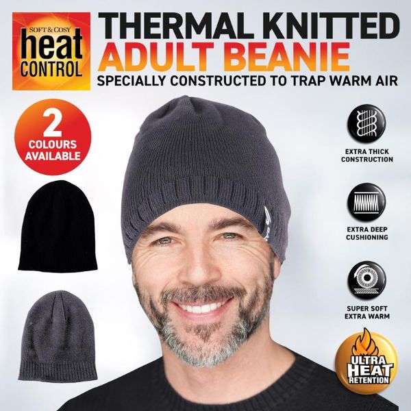 Men Adults Heat Control Thermal Knitted Beanie