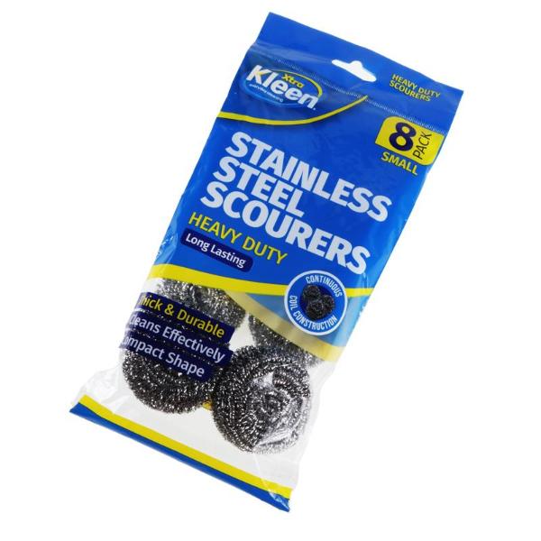 8 Pack Small Kleen Stainless Steel Scourers