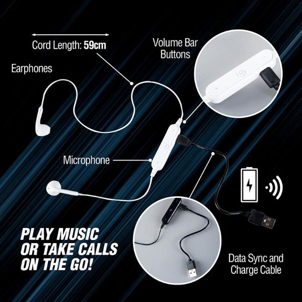 White Bluetooth Earphones