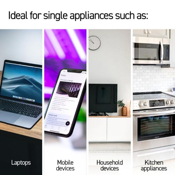 White 240V 10A Max Load 2400W Single Wall Adaptor