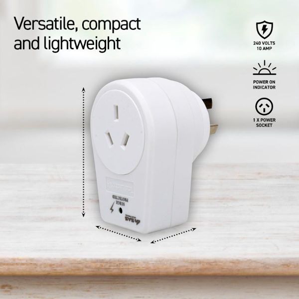White 240V 10A Max Load 2400W Single Wall Adaptor