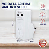 Load image into Gallery viewer, White 240V 10A Max Load 2400W Adaptor With Dual USB Ports