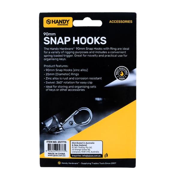 2 Pack Snap Hooks With Ring - 5kg