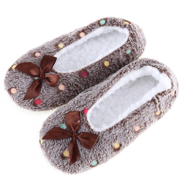 Women Footlet Sherpa Lined Spots Slippers