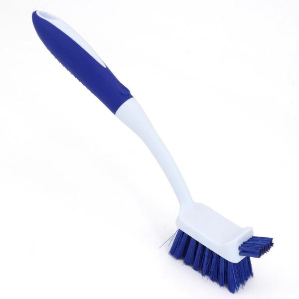 Dual Bristle Head Dish Brush With Soft Grip Handle - 29cm x 4cm x 7cm