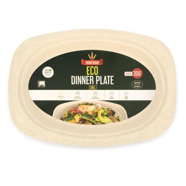 30 Pack Oblong Eco Friendly Dinner Plate - 23cm