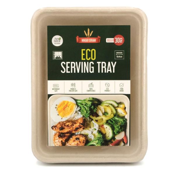 30 Pack Rectangle Eco Friendly Serving Tray - 19cm