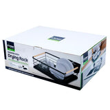 Load image into Gallery viewer, Black Modern Dish Drying Rack With Cutlery Holder & Drip Tray 42cm x 30cm x 13cm