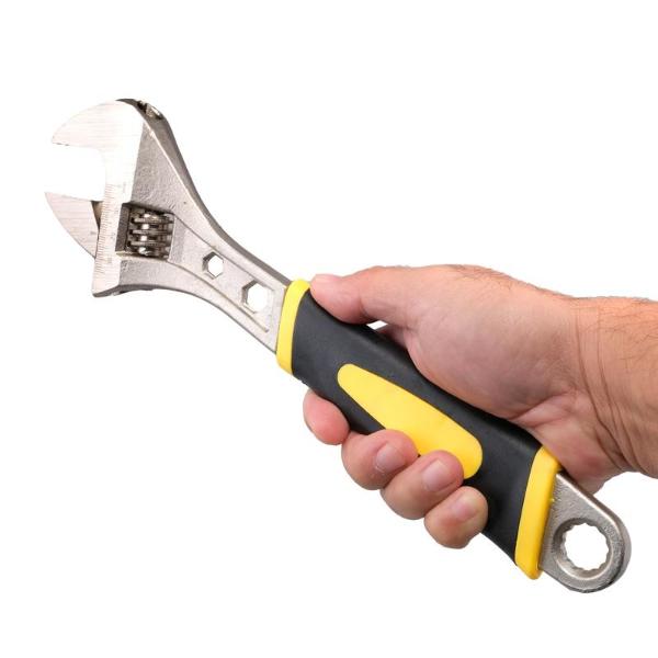 Black & Yellow Soft Grip Handle Adjustable Wrench - 30cm