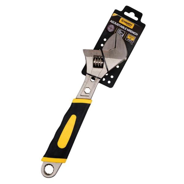 Black & Yellow Soft Grip Handle Adjustable Wrench - 30cm