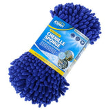 Load image into Gallery viewer, Blue Microfibre Chenille Shaggy Sponge With Mesh Scrubber - 22cm x 10cm x 3.5cm